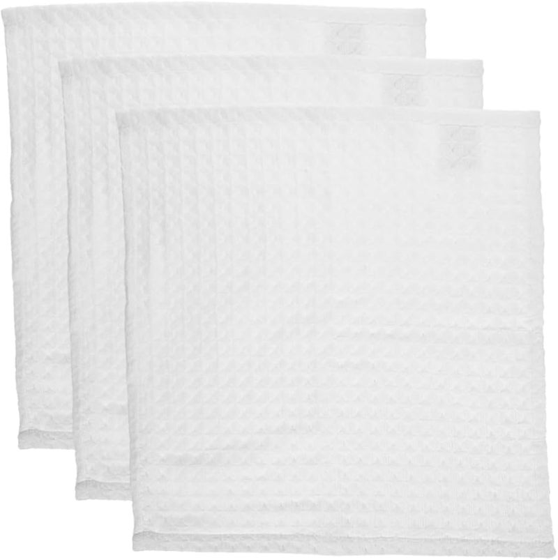 White Waffle Weave Reusable Cotton Face Washcloths 3 Pack for Makeup Removal and Shower - Image 1