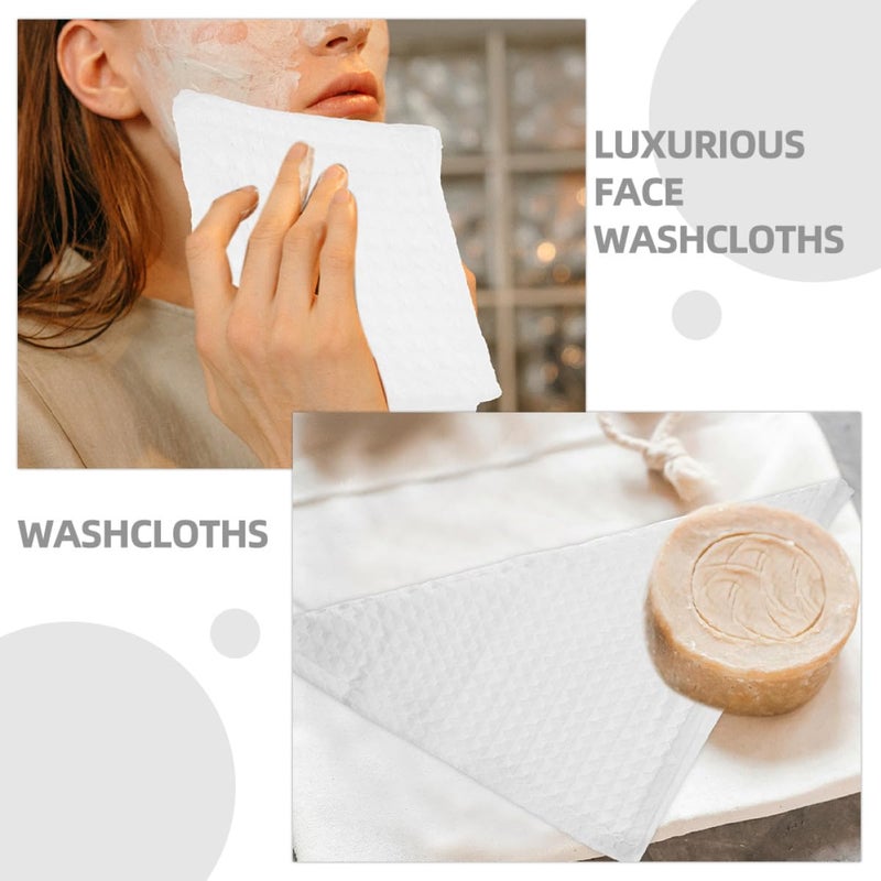White Waffle Weave Reusable Cotton Face Washcloths 3 Pack for Makeup Removal and Shower - Image 5