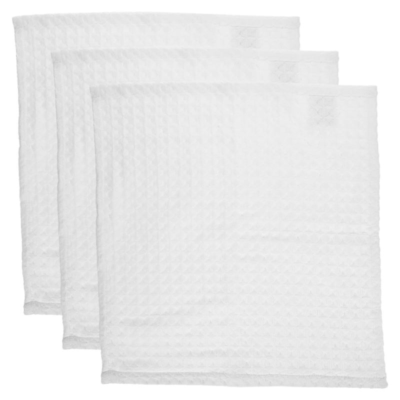 White Waffle Weave Reusable Cotton Face Washcloths 3 Pack for Makeup Removal and Shower - Image 2