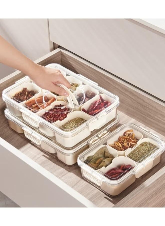 XiuWoo Seasoning Box Spice Jar Multi Compartment Kitchen Accessories Condiment Container  - Image 2
