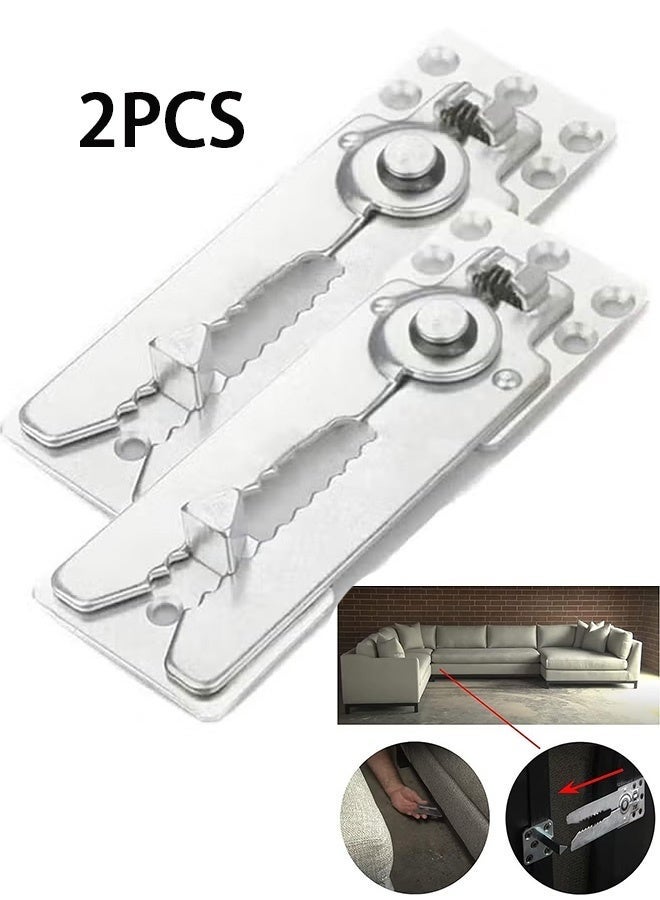 2  Pack Sofa Connector Sectional Couch Connector with Screws, Universal Sectional Clips Sofa Connection Bracket Hooks Buckle for Sliding Sofas - Image 1