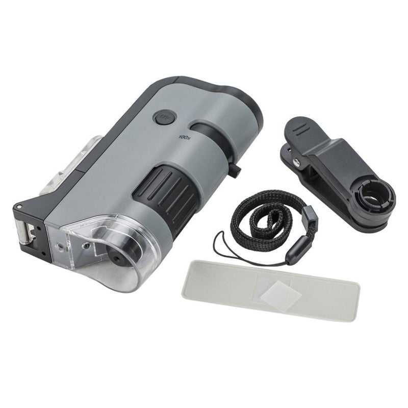 Carson MicroFlip 100x-250x, LED UV Pocket Microscope with Smartphone Clip, STEM Education (MP-250) - Image 5
