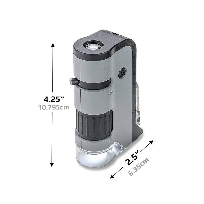 Carson MicroFlip 100x-250x, LED UV Pocket Microscope with Smartphone Clip, STEM Education (MP-250) - Image 3