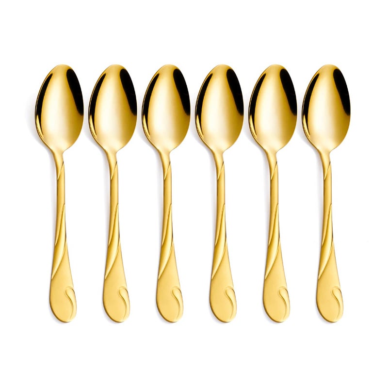 Gold Dessert Spoon Set Seeshine 65inch Stainless Steel Shiny Gold Teaspoon Espresso Coffee Spoon Set of 6