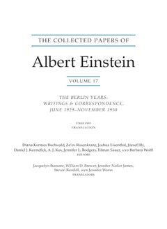 The Collected Papers of Albert Einstein, Volume 17 (Translation Supplement): The Berlin Years: Writings and Correspondence, June 1929-November 1930 