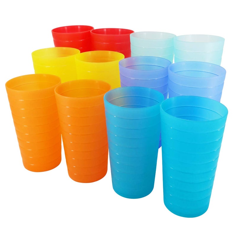 YUYUHUA 22ounce Plastic Tumblers Unbreakable BPA Free Dishwasher Safe Set of 12 in Multicolors Reusable Drinking Cups