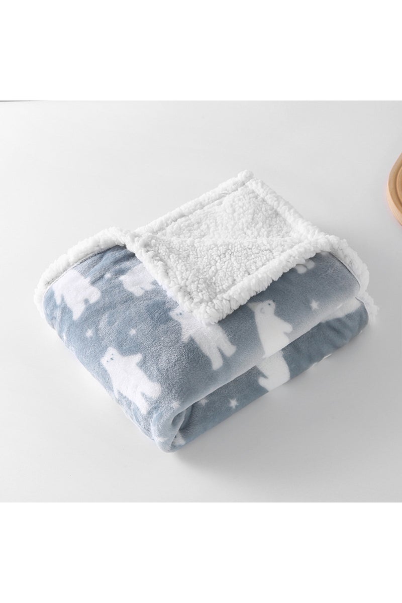 بطانية أطفال حديثي الولادة بيضاء اللون، مقاس 75 × 100 سم، مصنوعة من طبقتين من الصوف السميك، دافئة ومريحة، مناسبة لفصل الشتاء.