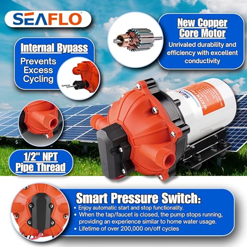 SEAFLO 55-Series Diaphragm Pump - 12V DC, 5.5 GPM, 60 PSI with Heavy Duty Pressure Switch | Self-Priming, Quiet Operation, 4-Year Warranty | Ideal for RV, Marine, and Off-Grid Water System - Image 4