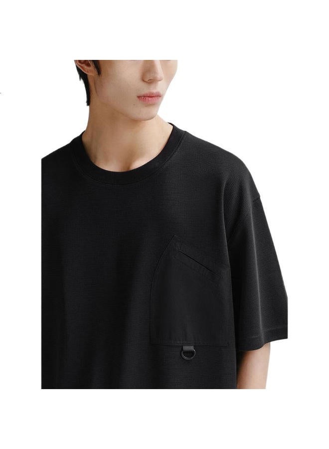 Waxbird Peacebird Men'S Short Sleeve T-Shirt Men'S Summer Workwear Outdoor Loose Fit Pocket Trend Black First Batch (Wide Type) L - Image 2
