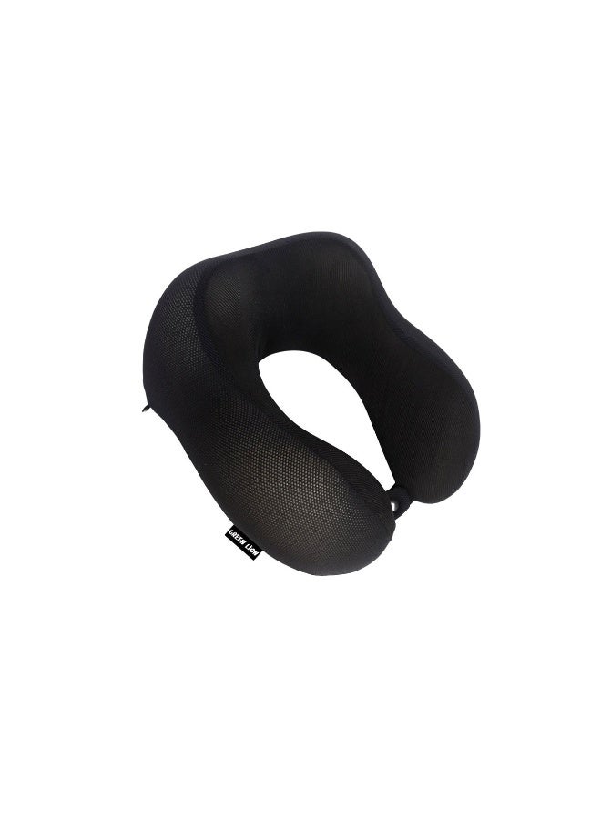 GREEN LION Memory Foam Travel Neck Pillow, Contoured 360° Support Cushion with Soft Washable Cover, Adjustable Buckle Strap, Lightweight Comfort for Airplane Flights, Road Trips, Office Naps and Daily Use - Image 1