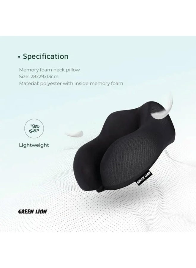 GREEN LION Memory Foam Travel Neck Pillow, Contoured 360° Support Cushion with Soft Washable Cover, Adjustable Buckle Strap, Lightweight Comfort for Airplane Flights, Road Trips, Office Naps and Daily Use - Image 4