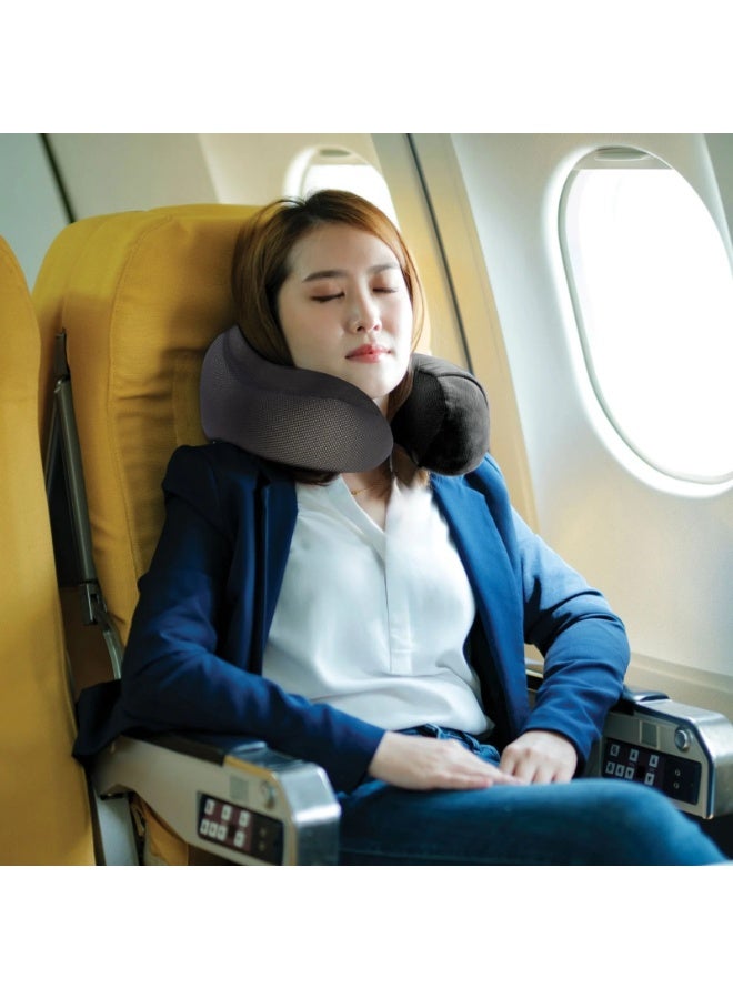 GREEN LION Memory Foam Travel Neck Pillow, Contoured 360° Support Cushion with Soft Washable Cover, Adjustable Buckle Strap, Lightweight Comfort for Airplane Flights, Road Trips, Office Naps and Daily Use - Image 3