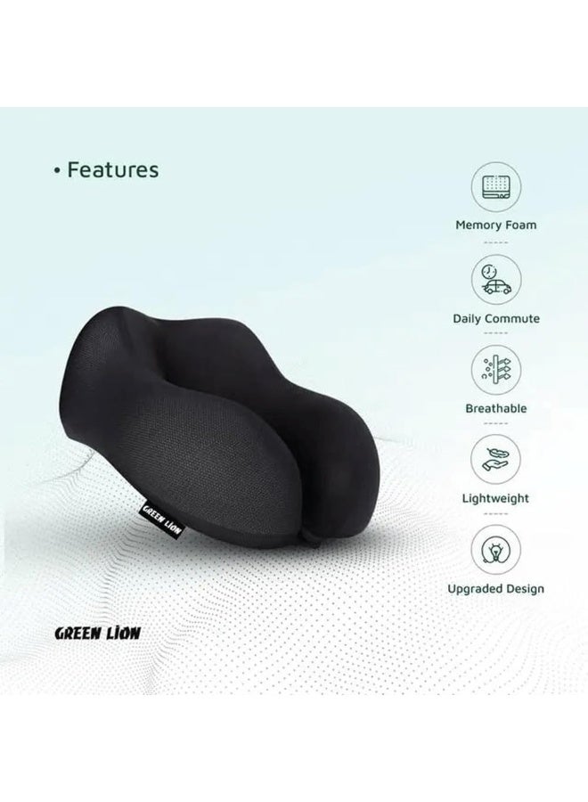 GREEN LION Memory Foam Travel Neck Pillow, Contoured 360° Support Cushion with Soft Washable Cover, Adjustable Buckle Strap, Lightweight Comfort for Airplane Flights, Road Trips, Office Naps and Daily Use - Image 5