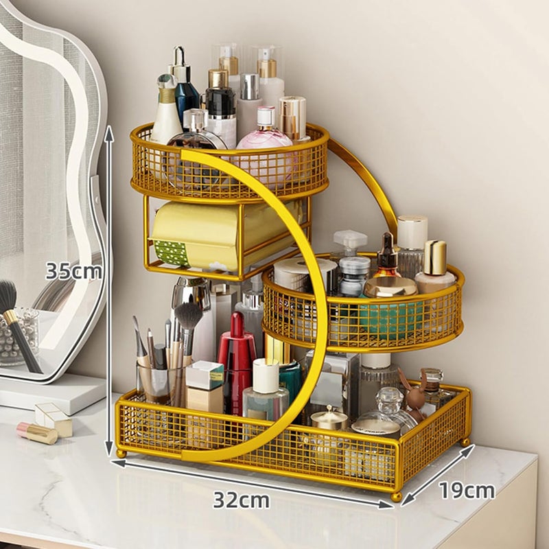 Sturdy Metal Countertop Shelf Space Efficient Cosmetic Storage for Makeup Skincare Products Without Assembly Need Portable Metal Makeup Organizers - Image 3