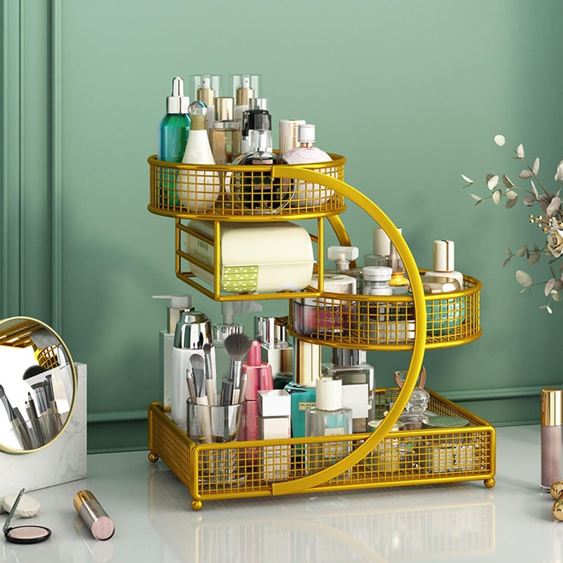 Sturdy Metal Countertop Shelf Space Efficient Cosmetic Storage for Makeup Skincare Products Without Assembly Need Portable Metal Makeup Organizers - Image 2