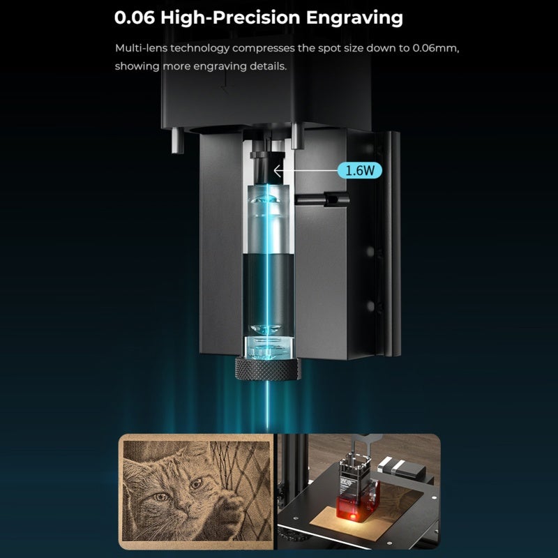 Creality 3D 1.6w Laser Module 0.06mm High-Precision Engraving for 3D Printer - Powerful Cutting Compatible with Creality Ender-3 CR-10 for Wood Acrylic - Image 4