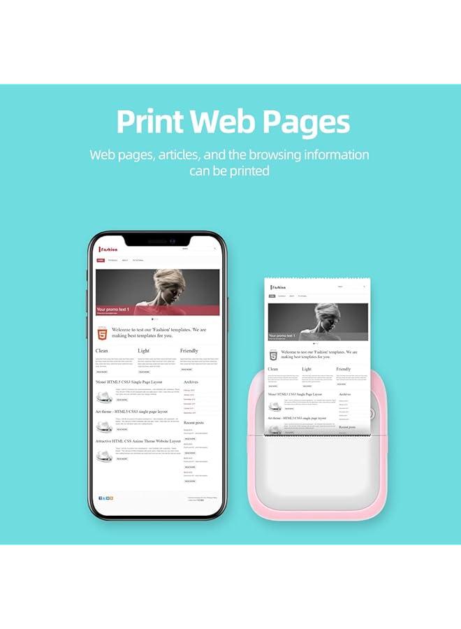 erorex Portable Pocket Size Printer Wireless Bt Thermal Printer Simple Operation Support Photo Notes Errors Text Memo Printing Blue Comes With 6 Rolls Of Heat Sensitive Paper - Image 4