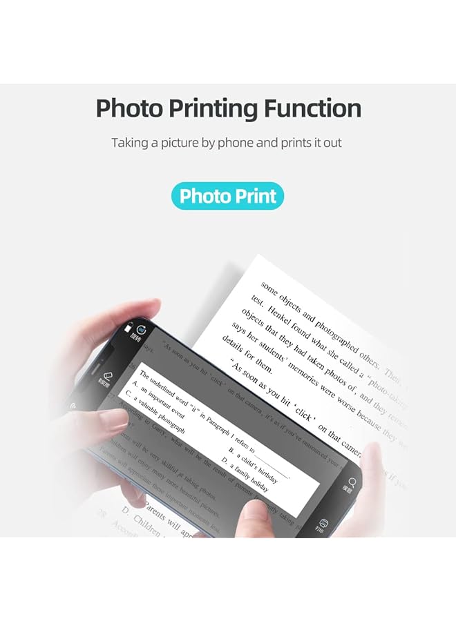 erorex Portable Pocket Size Printer Wireless Bt Thermal Printer Simple Operation Support Photo Notes Errors Text Memo Printing Blue Comes With 6 Rolls Of Heat Sensitive Paper - Image 5