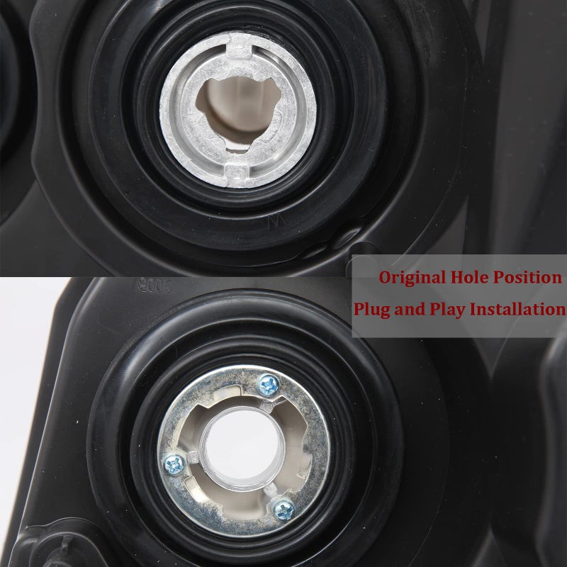APSVE Black Housing Headlight Assembly Compatible with 2007-2014 Chevy Avalanche Suburban Tahoe, Clear Driver and Passenger Side Lamps - Image 5