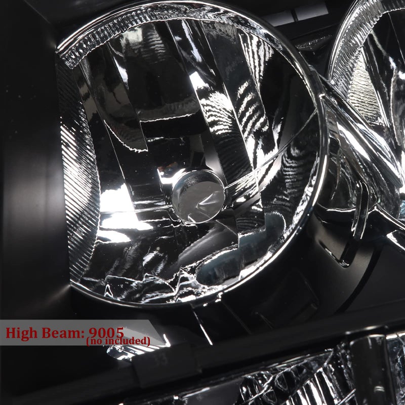 APSVE Black Housing Headlight Assembly Compatible with 2007-2014 Chevy Avalanche Suburban Tahoe, Clear Driver and Passenger Side Lamps - Image 3