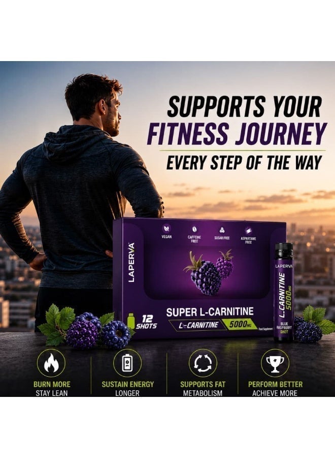 Laperva Super L-Carnitine 5000mg Liquid Shots Blueberry Flavor with Chicory Root Fiber & Apple Cider Vinegar Sugar Free Vegan Dietary Supplement Box of 12 Ready-to-Drink Shots - Image 4