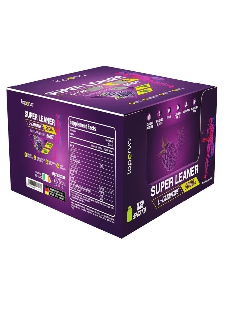 Laperva Super L-Carnitine 5000mg Liquid Shots Blueberry Flavor with Chicory Root Fiber & Apple Cider Vinegar Sugar Free Vegan Dietary Supplement Box of 12 Ready-to-Drink Shots - Image 2