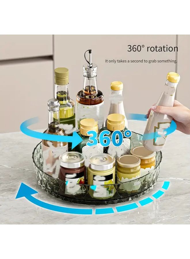 Transparent Grey Rotating Cosmetic Storage Tray Multi Functional Organizer Rack - Image 2
