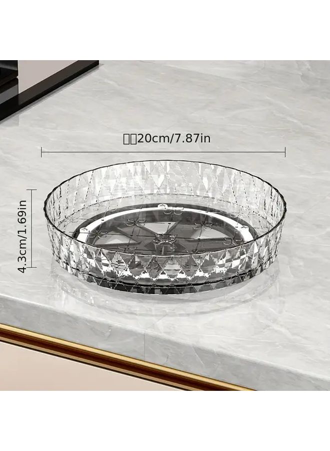 Transparent Grey Rotating Cosmetic Storage Tray Multi Functional Organizer Rack - Image 3