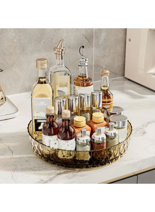 Transparent Grey Rotating Cosmetic Storage Tray Multi Functional Organizer Rack - Image 5