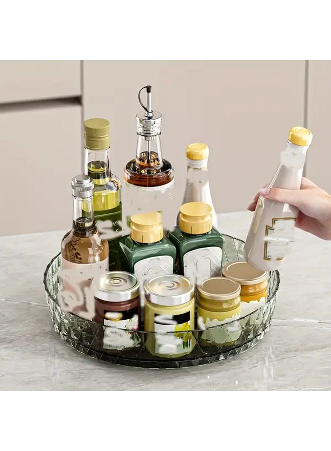 Transparent Grey Rotating Cosmetic Storage Tray Multi Functional Organizer Rack - Image 4