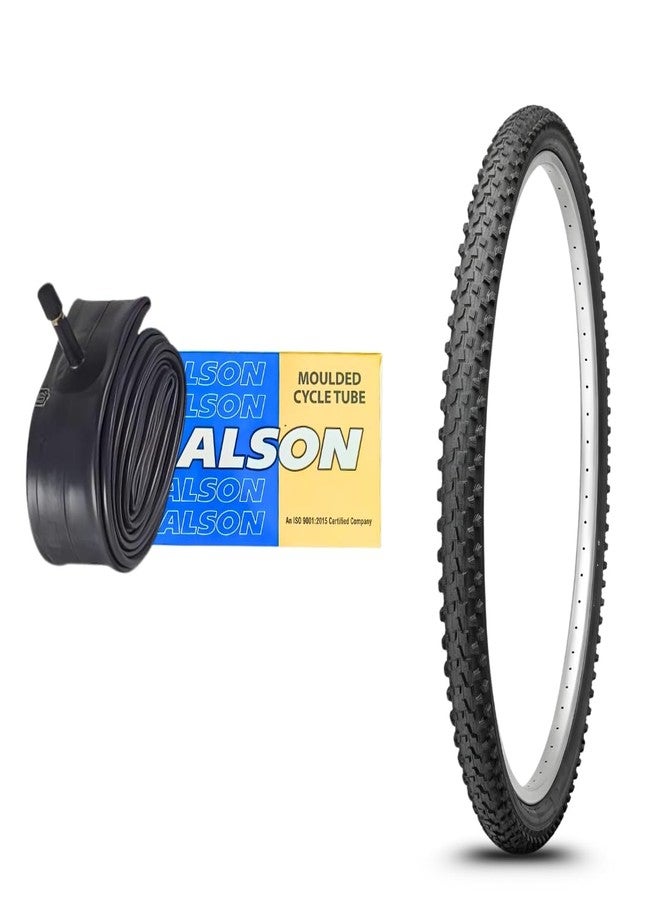 FCCRACING Ralson 29×2.40 Bicycle Tyre with Moulded Schrader Valve Butyl Inner Tube Combo | 60 TPI Vector Nylon | Skin Sidewall Tyre for Bicycle | Size-29×2.40 - Image 1