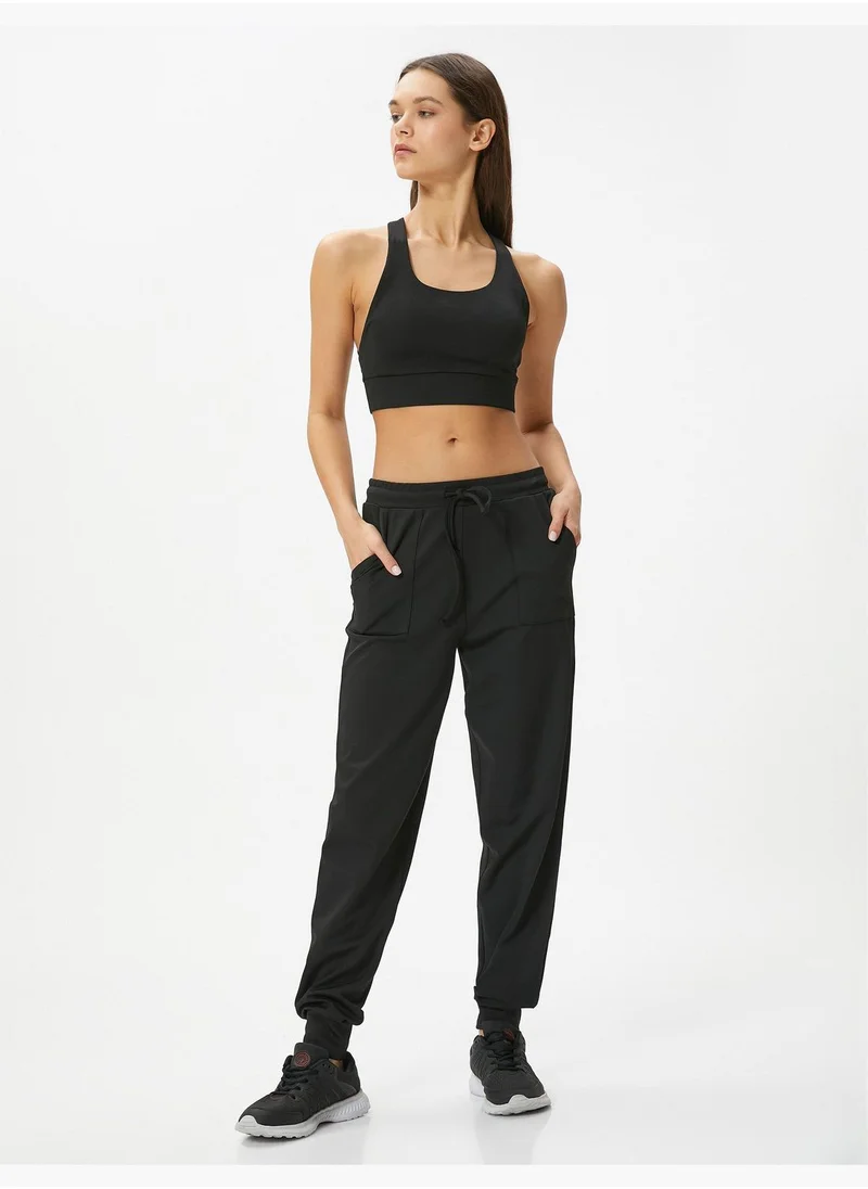 كوتون Sport Jogger Sweatpants Relax Fit High Rise Drawstring Pockets
