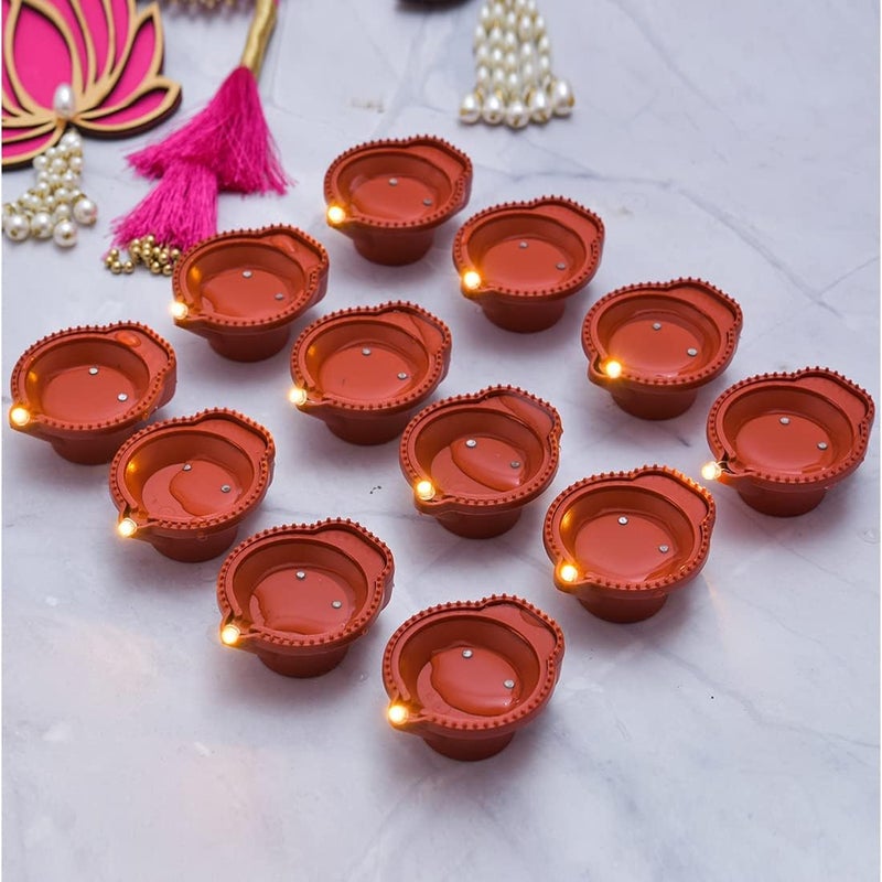 OTIPORTER Water Sensor Diya for Home Decor Festivals Decoration Floating Led Light Diya Diwali Purpose Waterproof Candles Party Decorations Water Activated Pack of 12 - Image 1