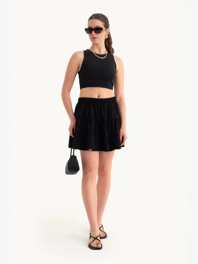 HICCUP High Waist Tiered Mini Skirt