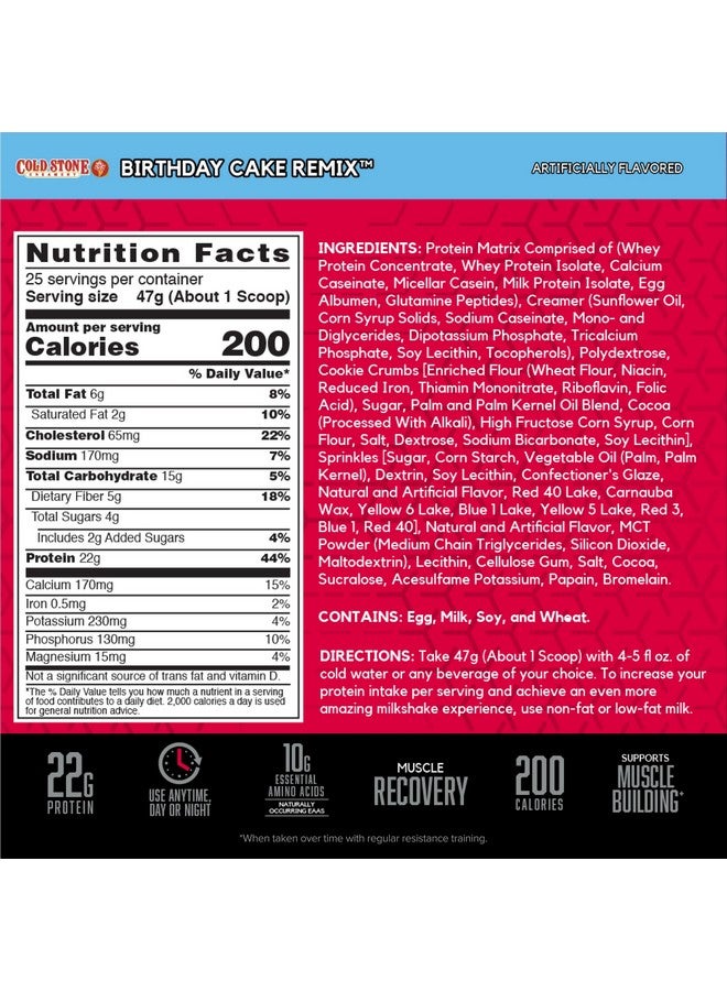 BSN Syntha6 Whey Protein Powder Cold Stone Creamery Birthday Cake Remix Flavor Micellar Casein Milk Protein Isolate Powder 25 Servings - Image 3
