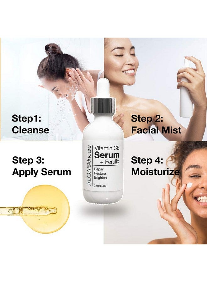 ALOA Skincare Vitamin Ce Serum + Ferulic With Hyaluronic Acid 2Oz. Anti Aging Firming & Brightening Serum For Face - Image 4