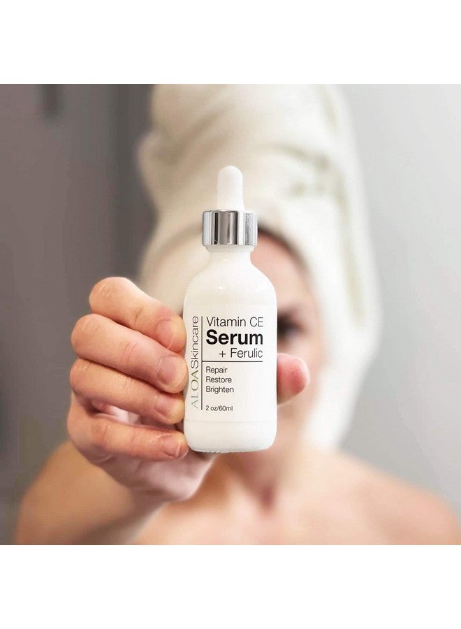 ALOA Skincare Vitamin Ce Serum + Ferulic With Hyaluronic Acid 2Oz. Anti Aging Firming & Brightening Serum For Face - Image 2
