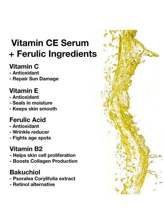 ALOA Skincare Vitamin Ce Serum + Ferulic With Hyaluronic Acid 2Oz. Anti Aging Firming & Brightening Serum For Face - Image 3