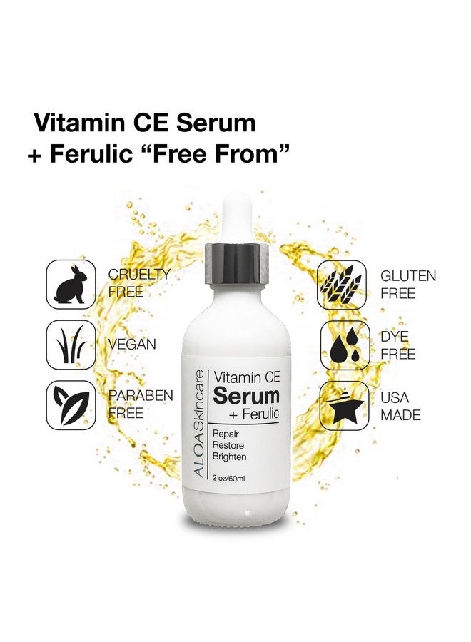 ALOA Skincare Vitamin Ce Serum + Ferulic With Hyaluronic Acid 2Oz. Anti Aging Firming & Brightening Serum For Face - Image 5