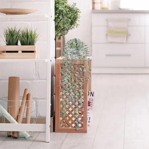 BACAMA Decorative Hanging Plants for Shelf, Faux Ivy Eucalyptus Vine, Fake Greenery in White Bigger Pot (Light Green, 1PCS) - Image 4
