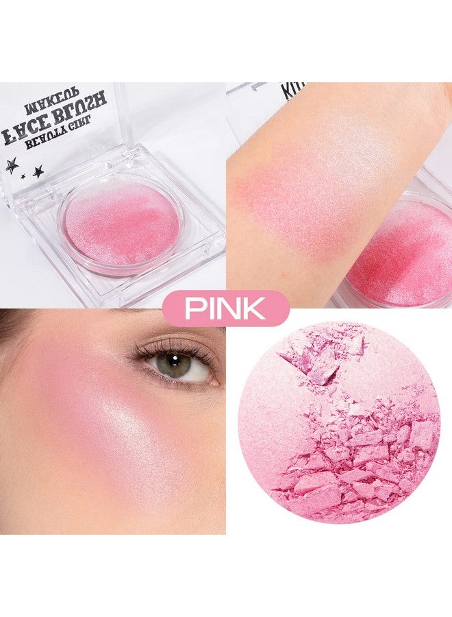 كيدا أحمر خدود KYDA الوردي المخبوز، بودرة مخبوزة متوهجة باللون الوردي لأحمر الخدود والهايلايتر، لمسة نهائية لامعة للغاية، بودرة مضغوطة خفيفة الوزن قابلة للمزج، بودرة مخبوزة متعددة الاستخدامات، 0.53 أونصة - Image 2