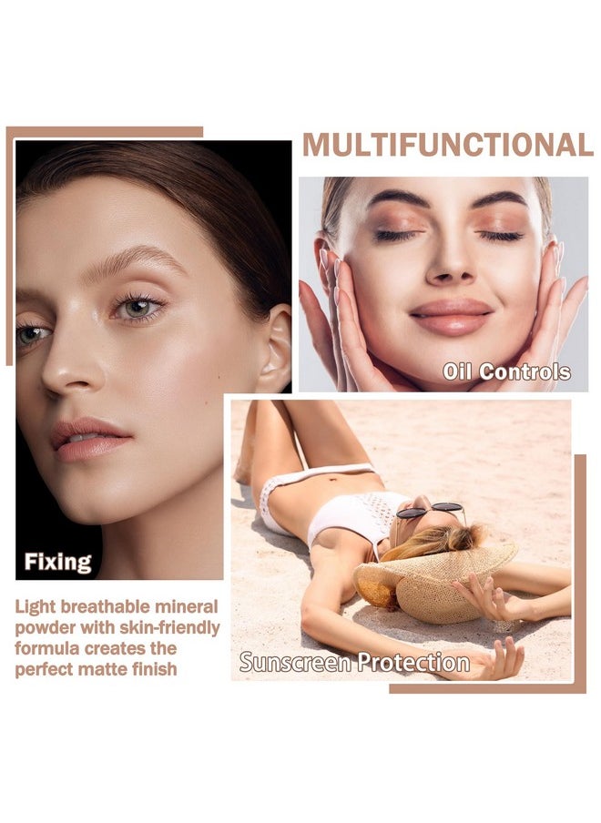 XINGXYUEL Mineral Sunscreen Setting Powder Mineral Brush Powder SPF 35 PA+++ Oil Control Matte Effect Lightweight Breathable Translucent Powder Setting Powder Sunscreen Makeup for Face with Brush-01 Translucent  - Image 5