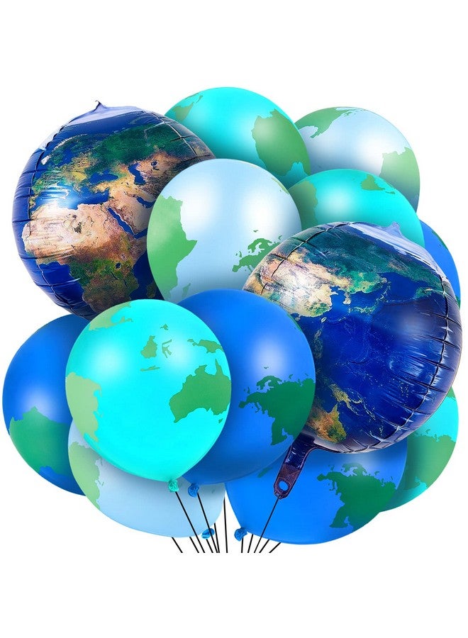 Zhanmai 48 Pcs Globe Balloons, 8 Pcs 22 Inch and 40 Pcs 12 Inch World Map Planet Foil Latex Balloons for Earth Day Decorations, Travel Party Around the World Party Decorations - Image 1