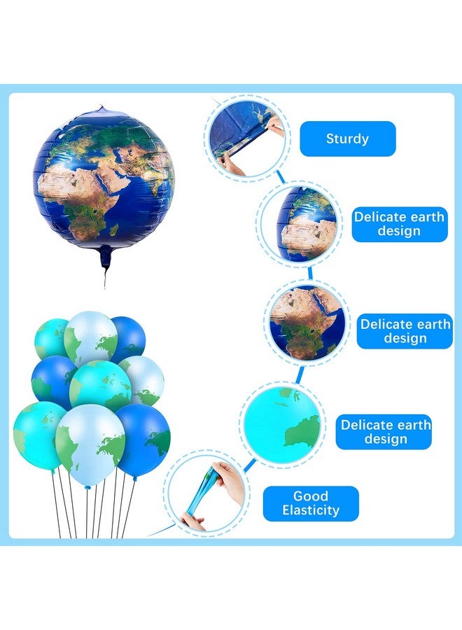 Zhanmai 48 Pcs Globe Balloons, 8 Pcs 22 Inch and 40 Pcs 12 Inch World Map Planet Foil Latex Balloons for Earth Day Decorations, Travel Party Around the World Party Decorations - Image 3