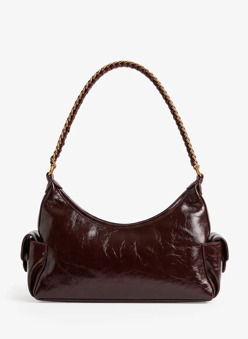 ايلا Brown Slouch PU Tote With Gold Chain