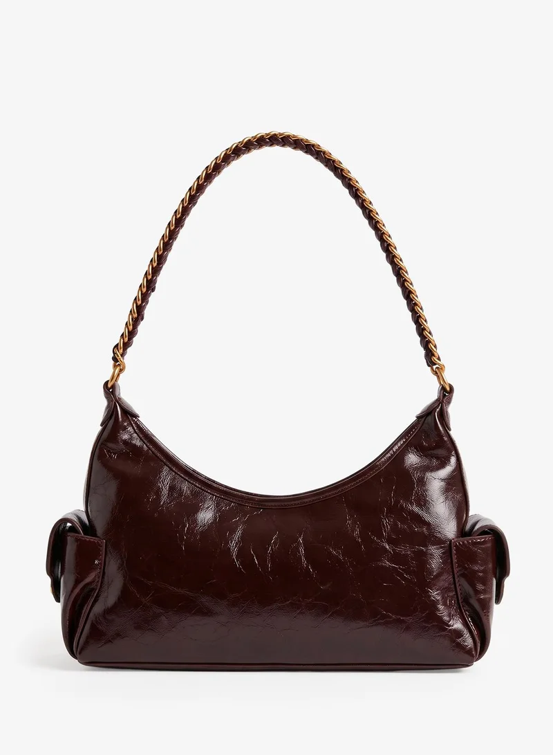 ايلا Brown Slouch PU Tote With Gold Chain