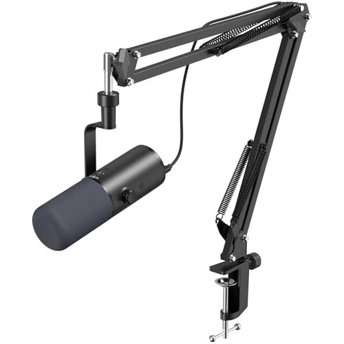 TONOR Dynamic Podcast Microphone for Studio, Cardioid XLR/USB Mic, AI Noise Cancellation, Tap Mute, 3.5mm Headphone Jack for Monitoring, Volume Control, Microfono with Boom Arm, Black, TD510 AIR H+ - Image 1