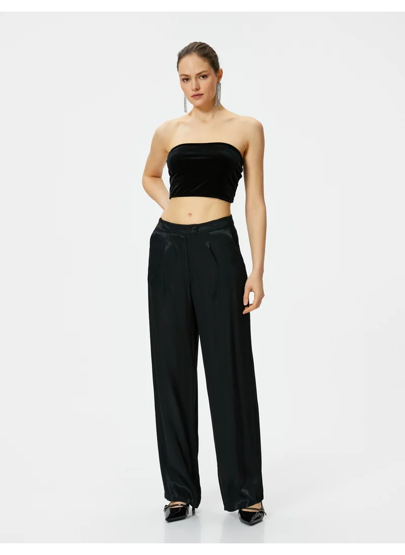 KOTON Strapless Velvet Top Crop