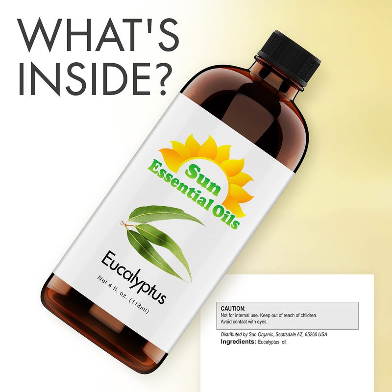 Sun Essential Oils Sun Essentials Oils - 4 oz Eucalyptus Essential Oil with Dropper for Diffuser, Skin, Aromatherapy Massage, Humidifier, Scent for Candle, Lotion & Soap Making at Home, Fragrance for Room - Image 2