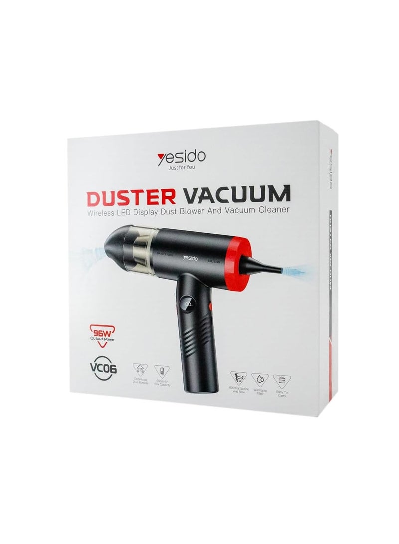 Yesido VC06 Duster Vacuum for Car Blowing and Suction Dual-Purpose Vacuum Cleaner - Black/Red - Image 1